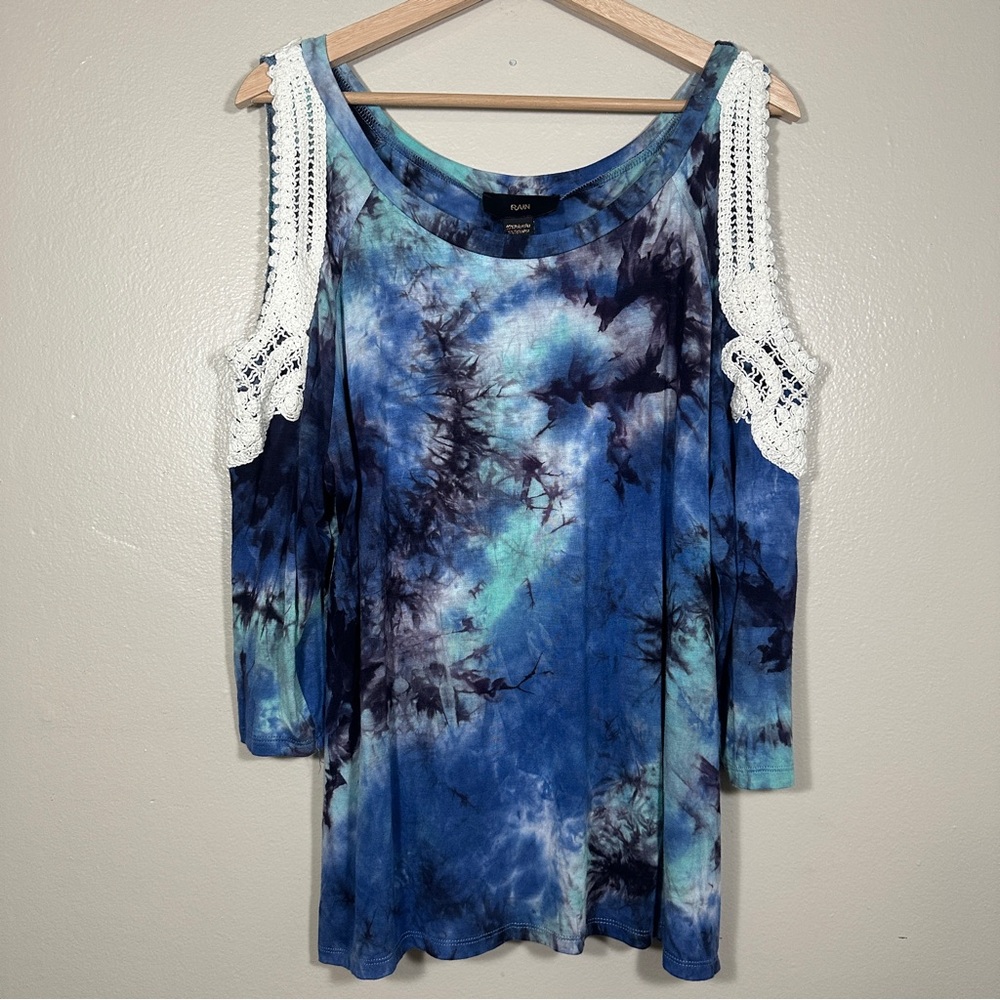 NEW Rain Blue Tie-Dye Tank with‎ Crochet Details
